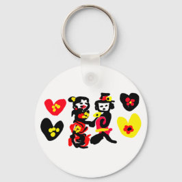 Flowers and black and red Valentine day キーホルダー