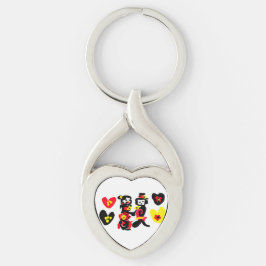 Flowers and black and red Valentine day キーホルダー