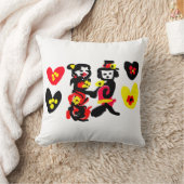 Flowers and black and red Valentine day クッション (ブランケット)