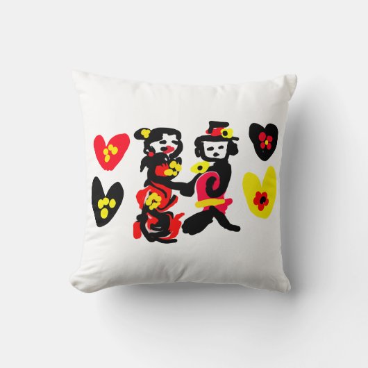 Flowers and black and red Valentine day クッション (正面)