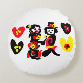 Flowers and black and red Valentine day ラウンドクッション