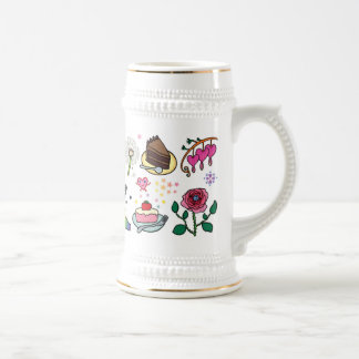 Flowers and cakes mug ビールジョッキ