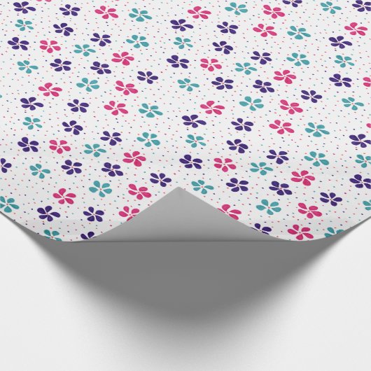 Flowers and Dots Floral Pattern ラッピングペーパー (角)