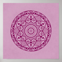 Flowers and Dots Mandala - Fuschia Pink Print