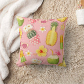 Flowers and exotic fruits vintage seamless pattern クッション (ブランケット)
