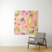 Flowers and exotic fruits vintage seamless pattern タペストリー (インサイチュ)