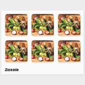 Flowers and fruit of Mangosteen; Singapore Monkey スクエアシール (シート)