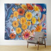 Flowers and Ocean Waves タペストリー (インサイチュ(横))