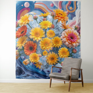 Flowers and Ocean Waves タペストリー