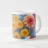 Flowers and Ocean Waves Giant Coffee Mug ジャンボコーヒーマグカップ (正面右)