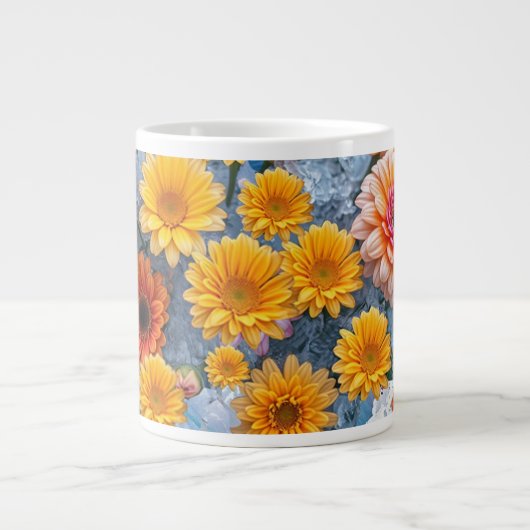 Flowers and Ocean Waves Giant Coffee Mug ジャンボコーヒーマグカップ (正面)