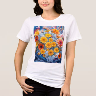 Flowers and Ocean Waves Greeting Cards トライブレンドＴシャツ