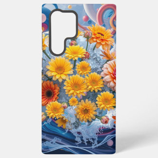 Flowers and Ocean Waves Samsung Galaxy S22 Ultraケース