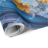 Flowers and Ocean Waves Wrapping Paper ラッピングペーパー (ロールコーナー)