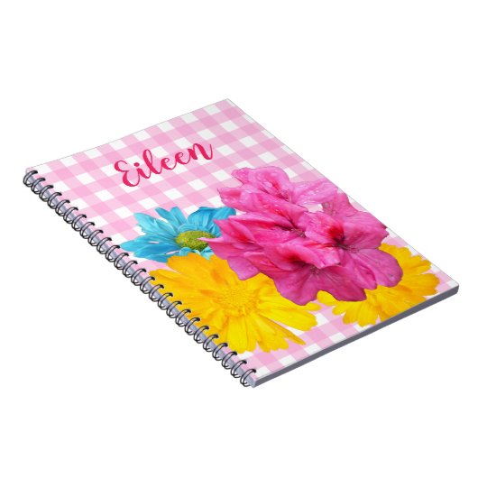 Flowers and Pink Gingham ノートブック (右側)