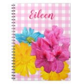Flowers and Pink Gingham ノートブック (正面)