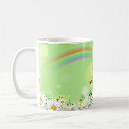 flowers and rainbow コーヒーマグカップ