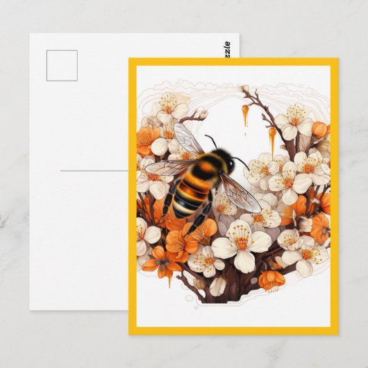 FLOWERS AND THE BEE ポストカード (正面/裏面)