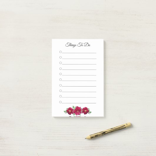 Flowers and Things To Do Lined Post-it Notes ポストイット (デスク上)