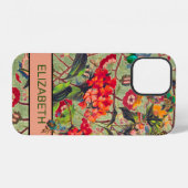 FLOWERS AND WILLIAM MORRIS iPhone 12 カスタムケース 名前刺繍可 iPhoneケース (裏面横)