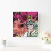 Flowers, anime, スクエア壁時計 (ホーム)