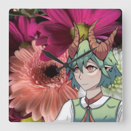 Flowers, anime, スクエア壁時計