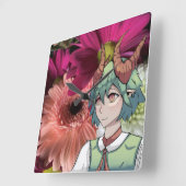 Flowers, anime, スクエア壁時計 (傾斜)