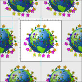 Flowers Around Earth ファブリック (タイル)