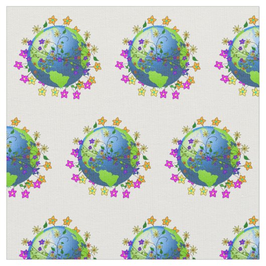 Flowers Around Earth ファブリック (クローズアップ)