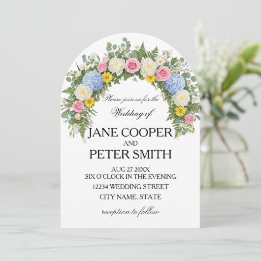 Flowers arrangement Budget Wedding Invitation 招待状 (スタンド正面)