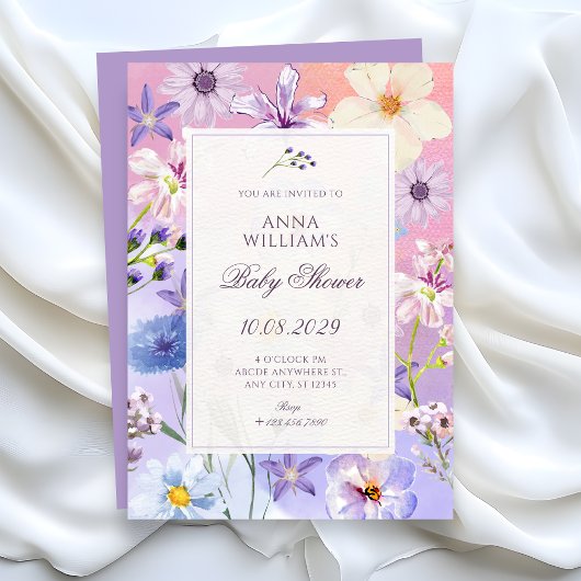 Flowers baby shower 招待状