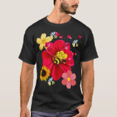 Flowers Bee Funny Retro style Novelty Nature Tシャツ (正面)