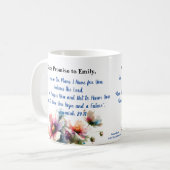 Flowers Bible Verse Jeremiah 29:11 Personalize コーヒーマグカップ (正面左)