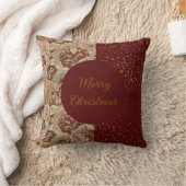 Flowers,Burgundi Red Gold Glitter, Merry Christmas クッション (ブランケット)