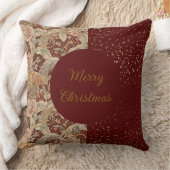 Flowers,Burgundi Red Gold Glitter, Merry Christmas クッション (ブランケット)