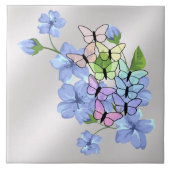Flowers & Butterflies Ceramic Tile タイル (正面)