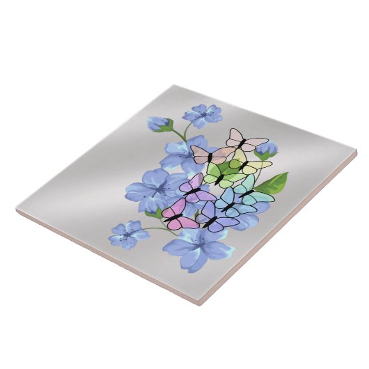 Flowers & Butterflies Ceramic Tile タイル (側面)