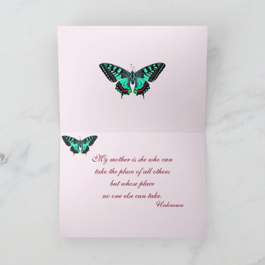 Flowers & Butterfly Mother's Day カード (内部)