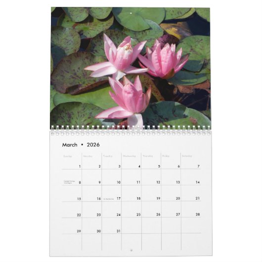 Flowers Calendar 2026 カレンダー (3月 2026)