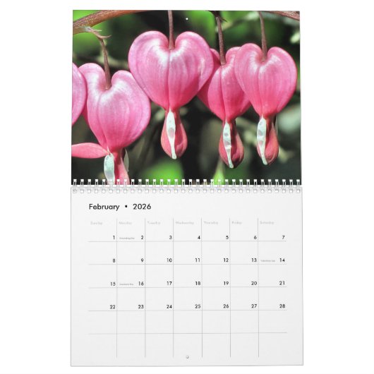 Flowers calendar 2026  カレンダー (2月 2026)