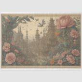 Flowers Castle & postcard découpage tissue paper  薄葉紙 (正面)