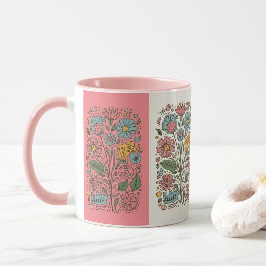 flowers coffee mug マグカップ (ドーナツ)