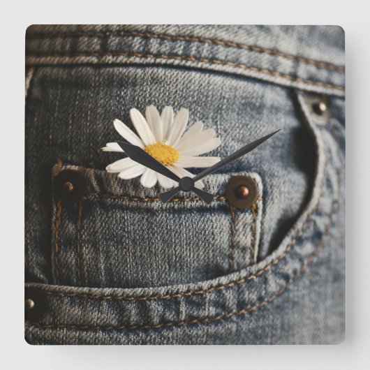 Flowers | Daisy in Jeans Pocket スクエア壁時計 (正面)