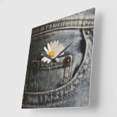 Flowers | Daisy in Jeans Pocket スクエア壁時計 (傾斜)
