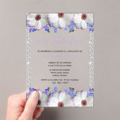 Flowers & Diamonds 40th Birthday Spanish アクリル招待状 (インサイチュ (ポータブル))