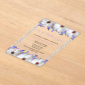 Flowers & Diamonds 40th Birthday Spanish アクリル招待状 (レイダウン)