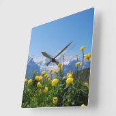 Flowers | Eiger Monch Swiss Alps スクエア壁時計 (傾斜)