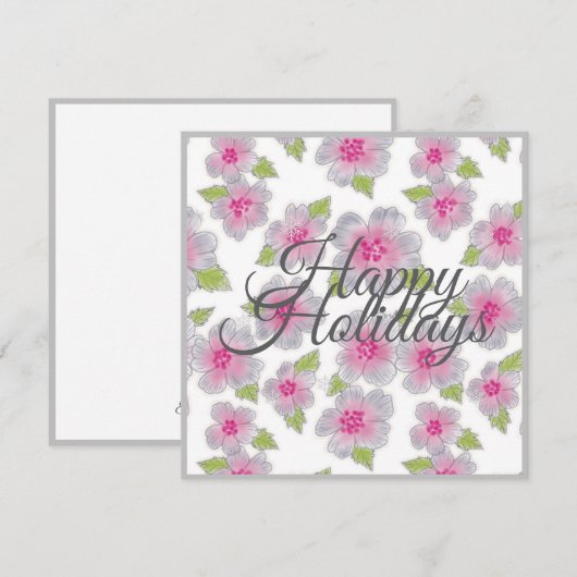 Flowers Elegance Happy Holidays Card シーズンカード (正面/裏面)