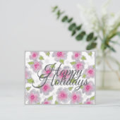 Flowers Elegance Happy Holidays Card シーズンポストカード (スタンド正面)