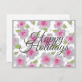 Flowers Elegance Happy Holidays Card シーズンポストカード (正面/裏面)